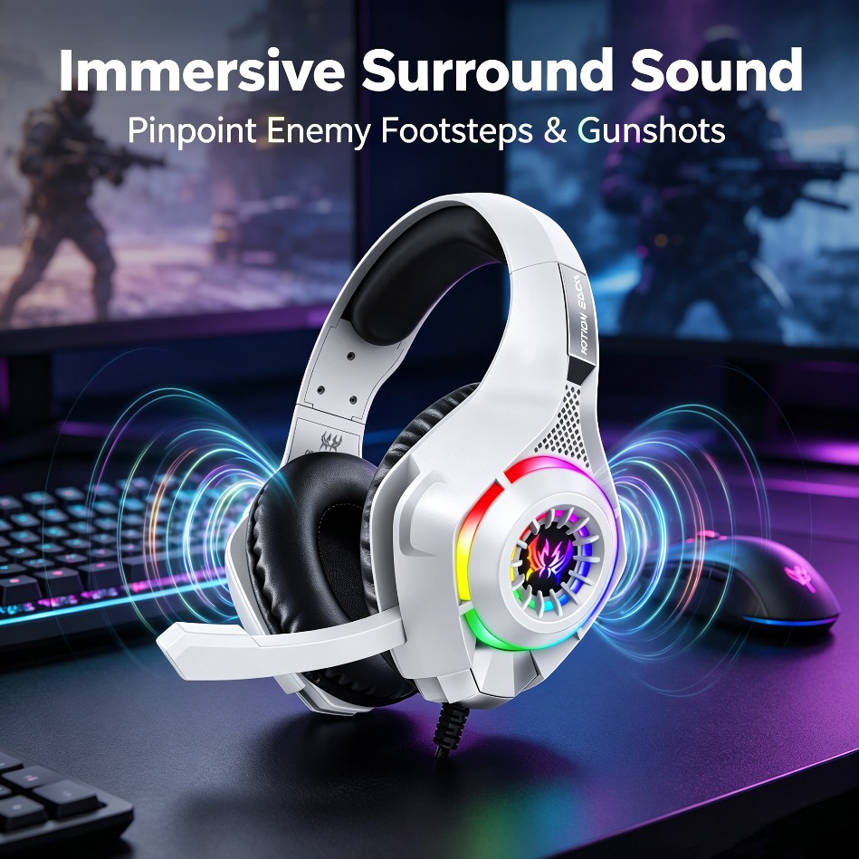Gaming Console Tower - PC Gaming Headset with Mic RGB